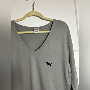 Medium Crop Fleece Super Low V Neck Sweater, Victoria’s Secret Pink Sweater